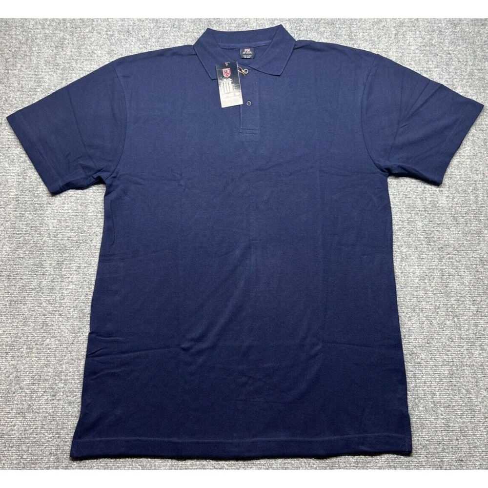 Vintage Regal Wear Polo Shirt Mens L Blue Solid 90's Y2K Short Sleeve Cotton New